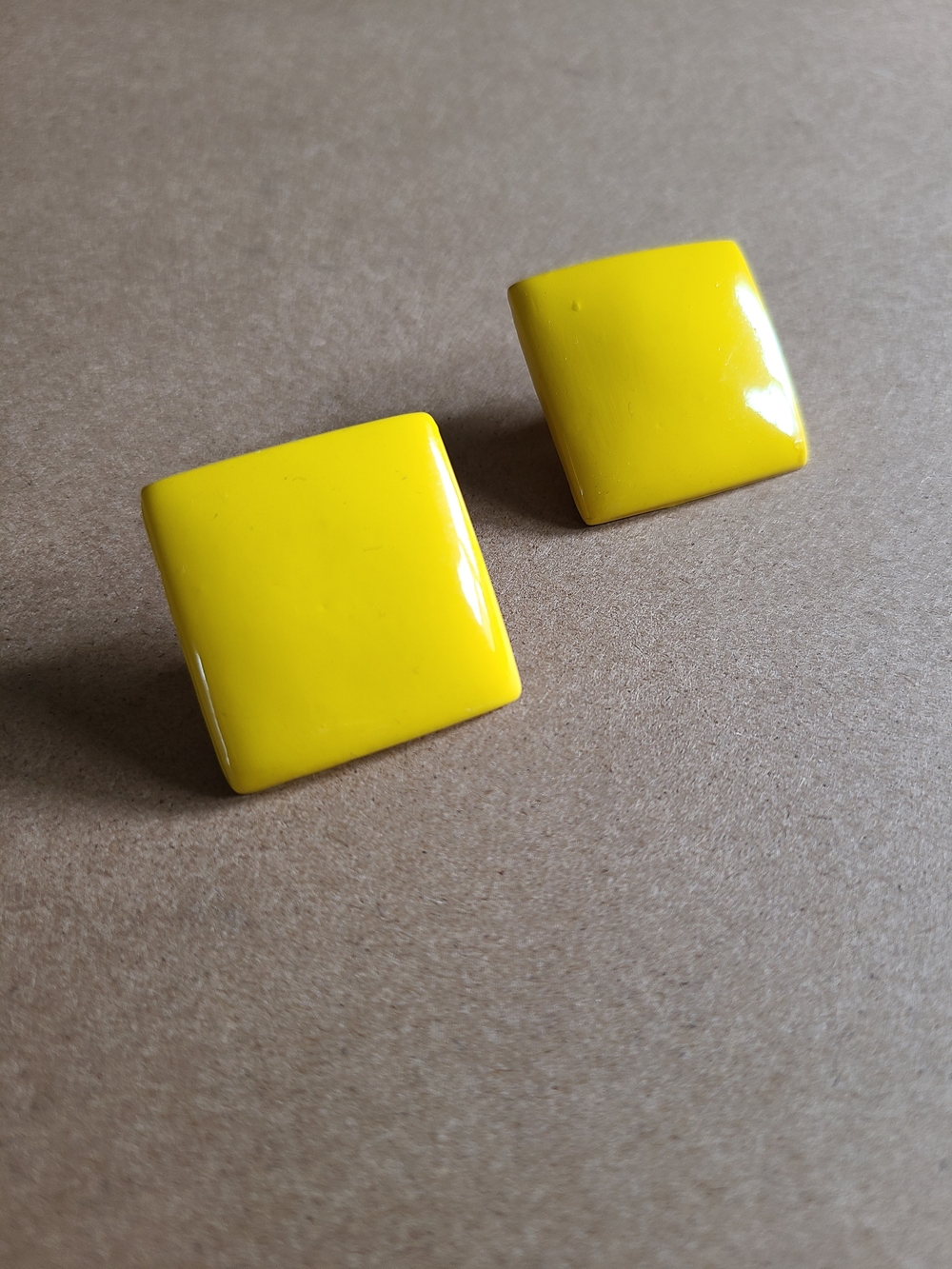 80s Yellow Square Earrings